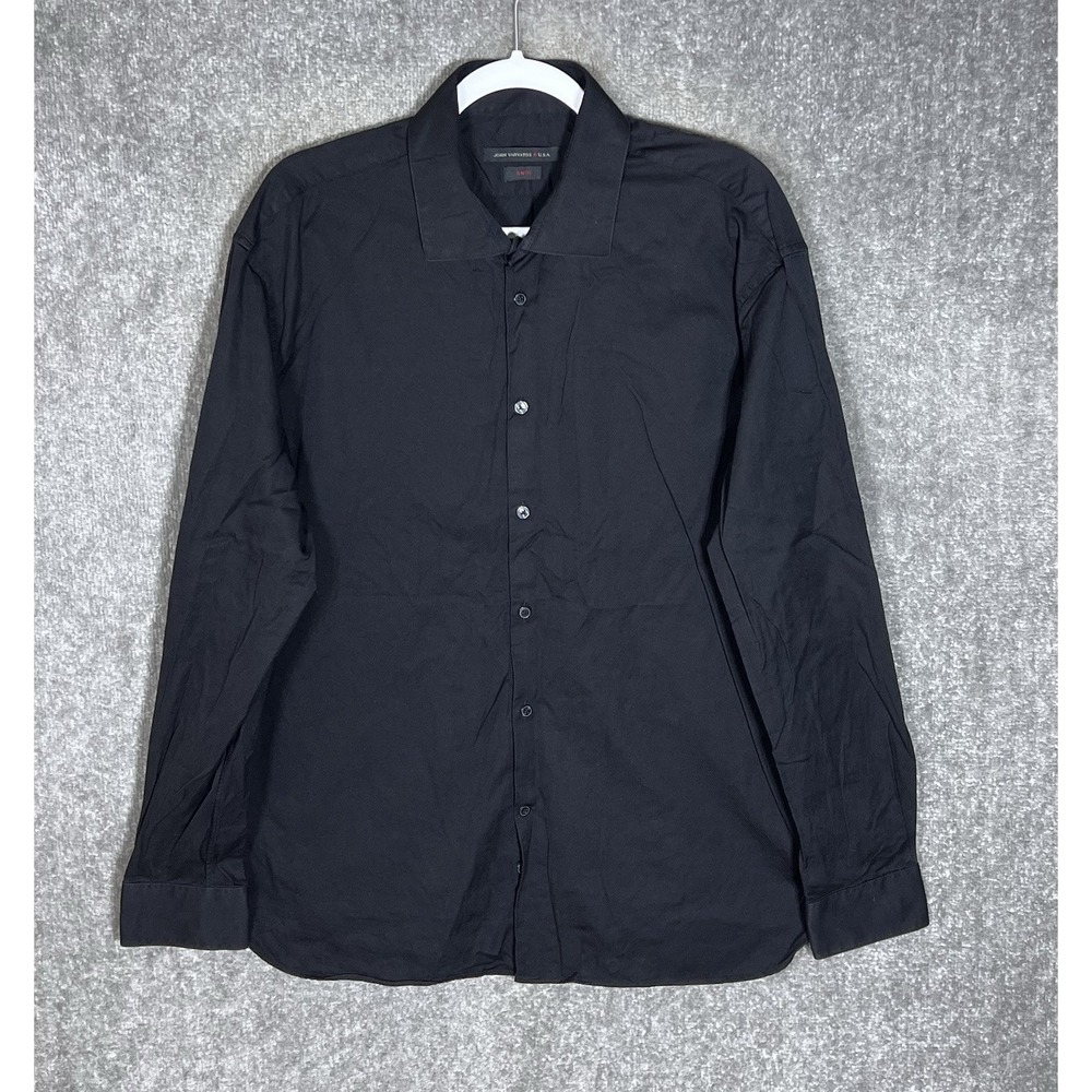 John Varvatos USA Slim Fit Button Up Shirt Mens Sz 17.5 34/35 Black Long Sleeve